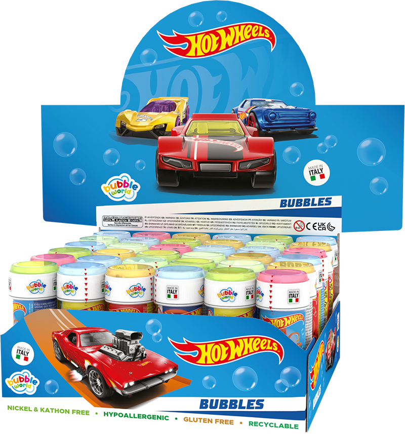 Hot Wheels - Bolle di sapone Bubble World - Confezione da 36 pz